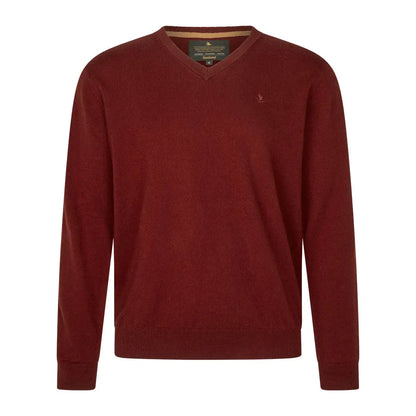 Seeland Pine V-Neck Pullover in Burgundy, perfect for country clothing and hunting trips