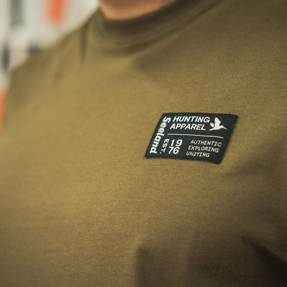 Olive green Seeland Striker T-Shirt with logo patch for country clothing lovers