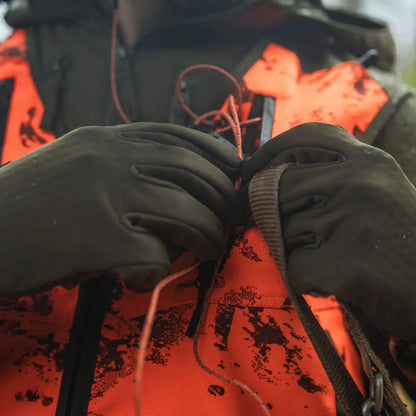 Gloved hands adjusting Seeland Target Gloves, great for hunting and country clothing