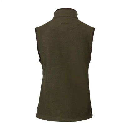 Dark green sleeveless Ivy Fleece Waistcoat with high collar perfect for outdoor adventures