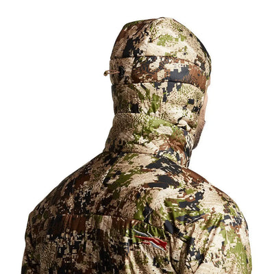 Camouflage hunting jacket with a hood for off-season scouting trips and versatile gear