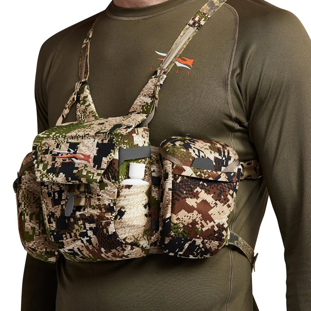 Camouflage Chest Pack from Sitka Mountain Optics Harness for big game hunters