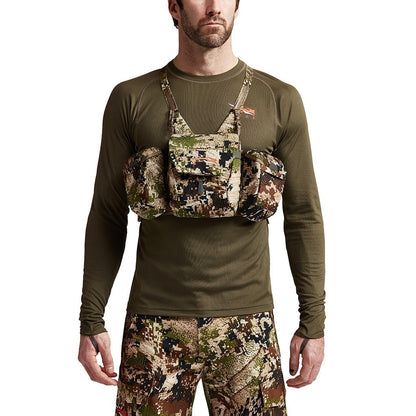 Camouflage Chest Pack in Sitka Mountain Optics Harness, perfect for big game hunters