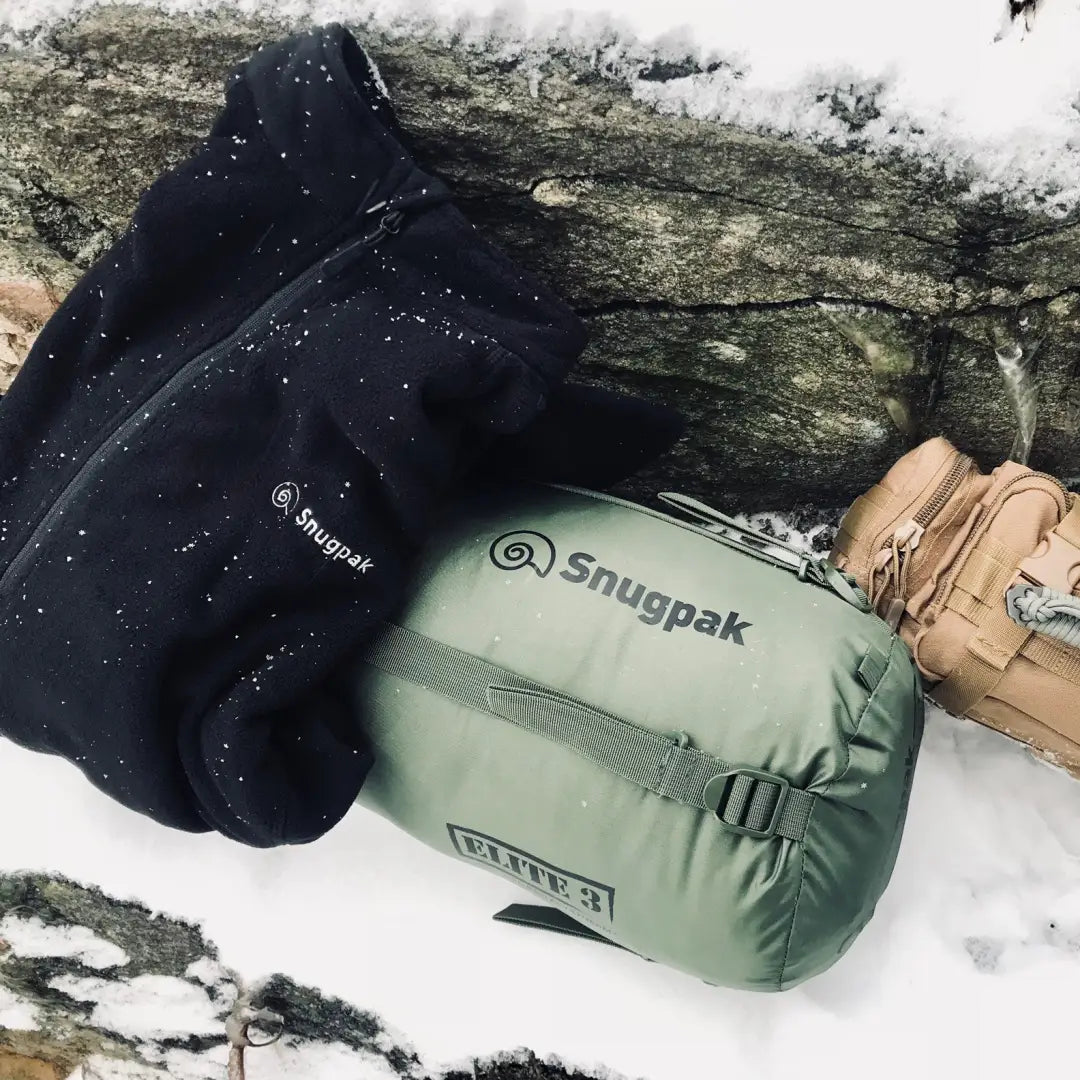 Olive green Snugpak Impact Fleece sleeping bag perfect for camping adventures
