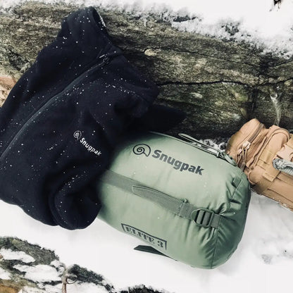 Olive green Snugpak Impact Fleece sleeping bag perfect for camping adventures