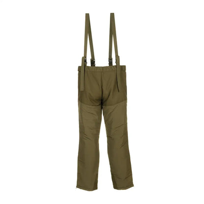 Olive green waterproof overalls with suspenders, perfect for Snugpak Parallax Insulated Pants