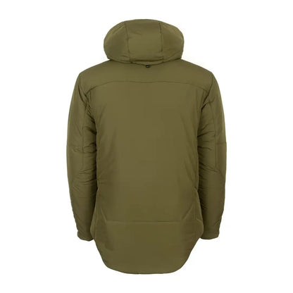 Olive green Snugpak Tomahawk Cold Weather Insulated Jacket with curved hemline