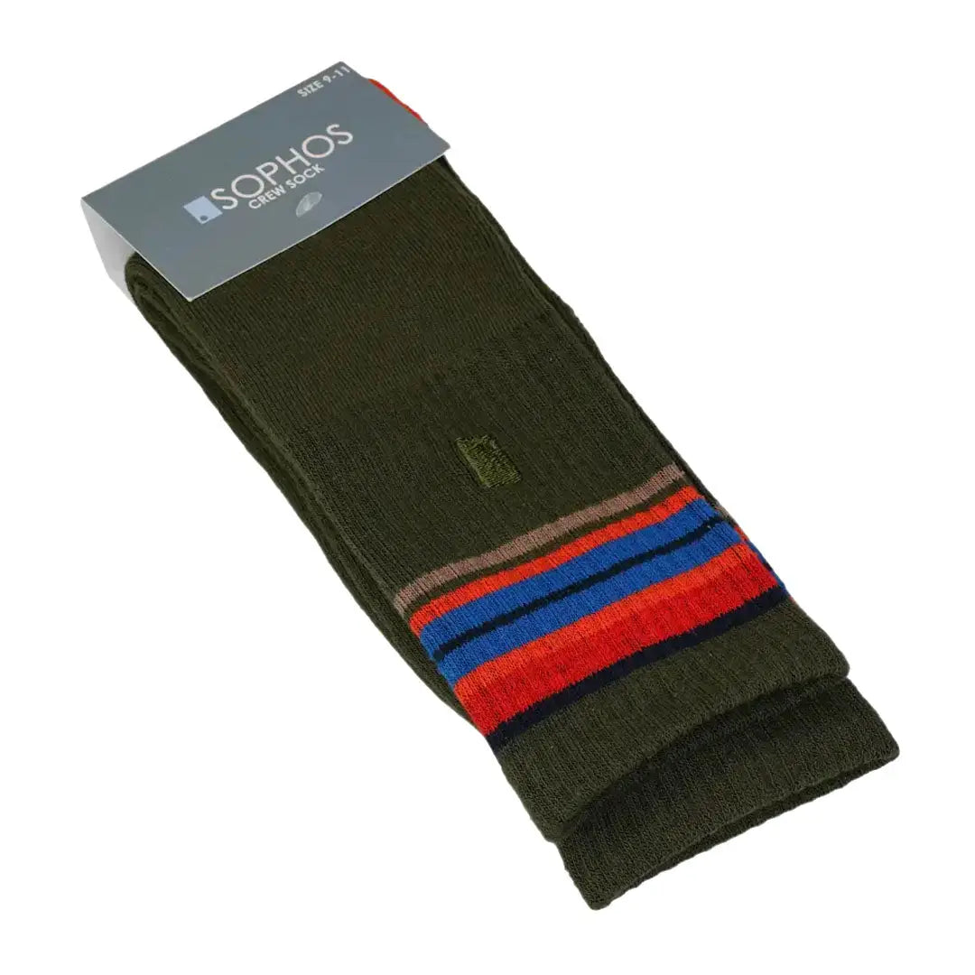Olive green Sophos trail socks with stripes for outdoors hunting