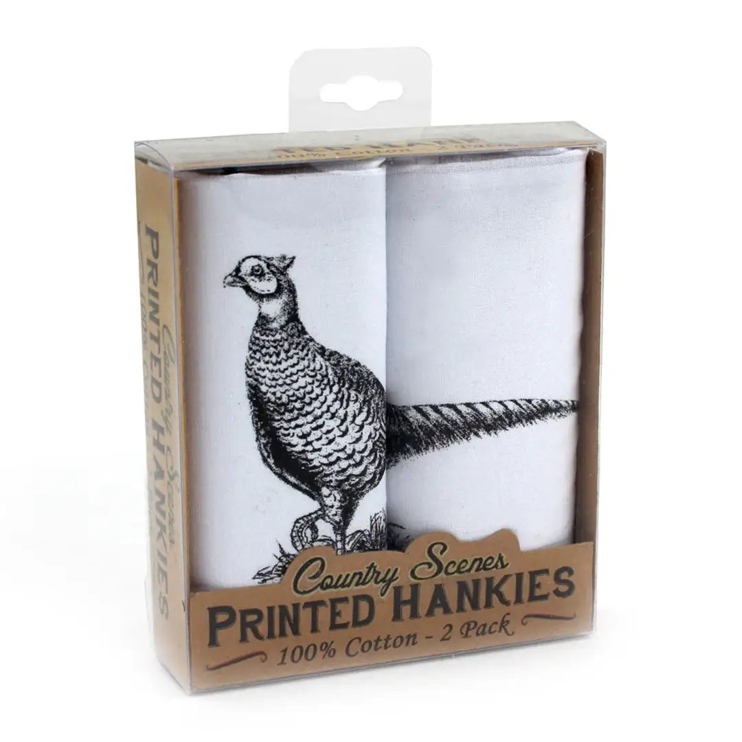 Sophos 2 Pack Pheasant Hankies, stylish cotton handkerchiefs for country clothing lovers