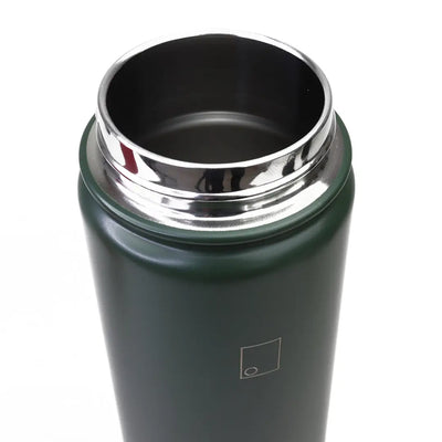 Open dark green sophos 650ml insulated stainless steel bottle for hot and cold drinks
