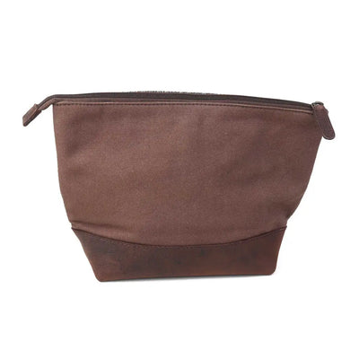 Sophos Harris Tweed triangle washbag with brown leather pouch and black zip