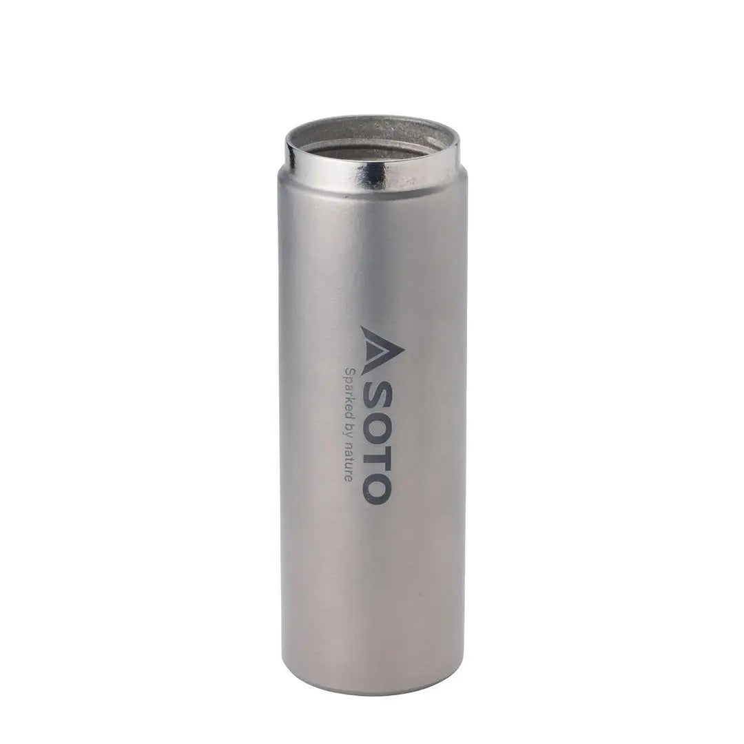Soto Aero Bottle 300ml, sleek silver metal cylinder with an open top design