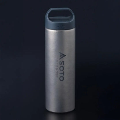 Gray metal Soto Aero Bottle 300ml with handle, featuring double-walled vacuum sealed design