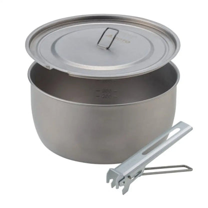 Titanium cooking pot with lid and handle, perfect for camping with Soto Titanium Pot 1100