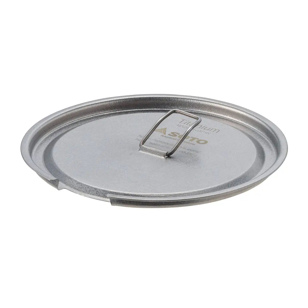Silver pot lid with wire handle for the Soto Titanium Pot 1100, perfect for backpacking