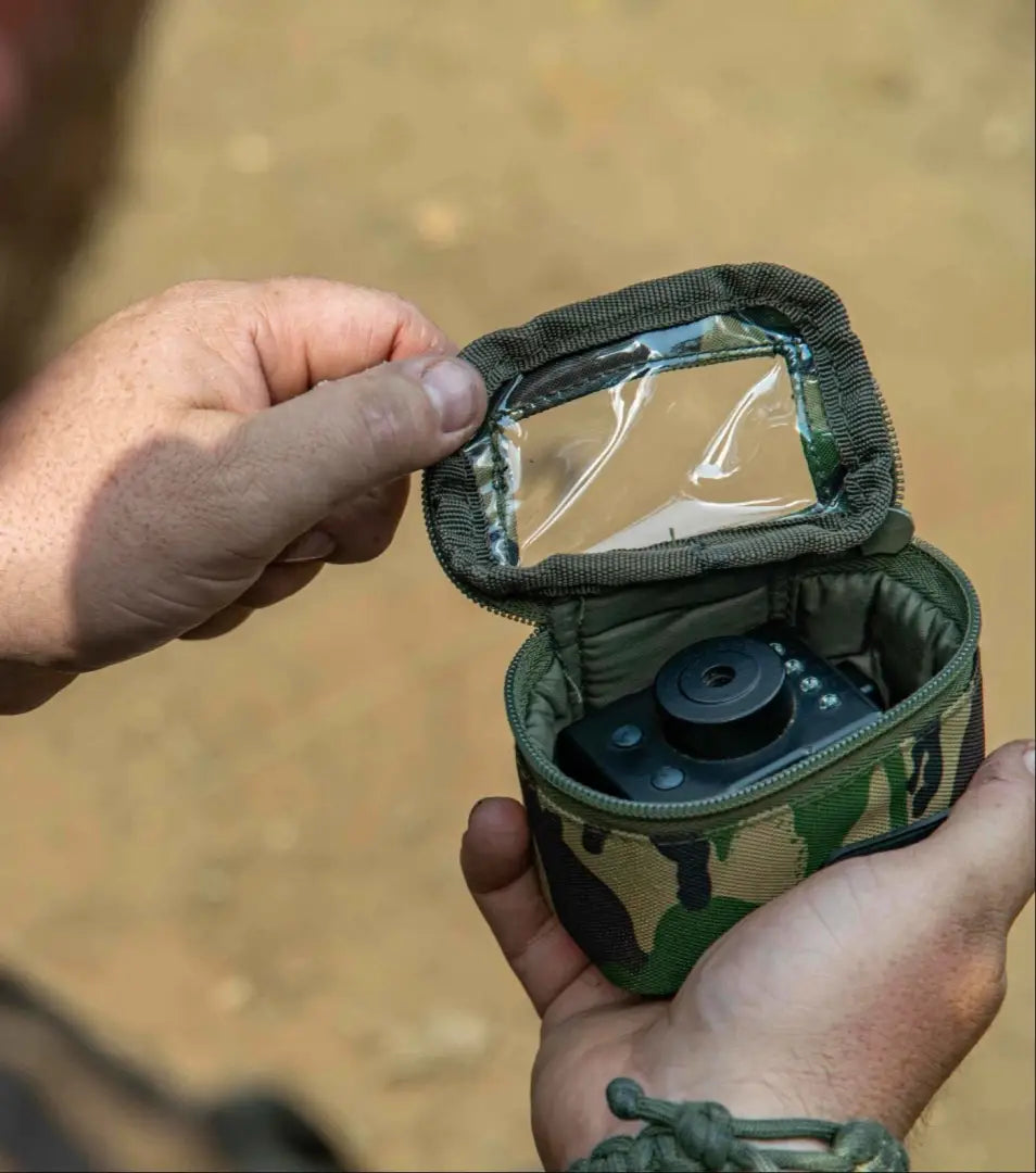 Camouflage case for a black device from the Speero Clear View Pouches Kit