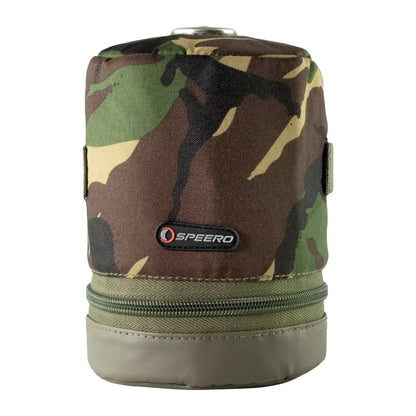 Camouflage Speero Gas Canister Cover pouch with zipper for outdoor gear protection