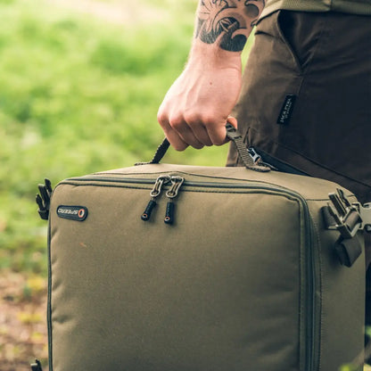 Olive rectangular Speero Modular Clip On Standard Bag with zipper and handle