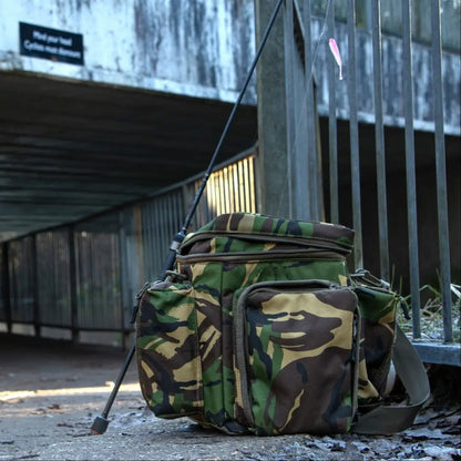 Camouflage fishing bag showcasing the Speero Stalker Bag for outdoor anglers