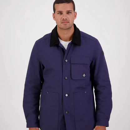 Men’s navy blue Swanndri Barrytown V3 Canvas Jacket with black collar and multiple pockets