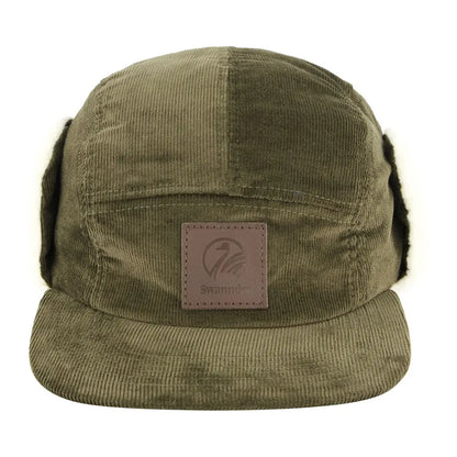 Olive green Swanndri Birchwood Sherpa lined winter cap with ear flaps for warmth