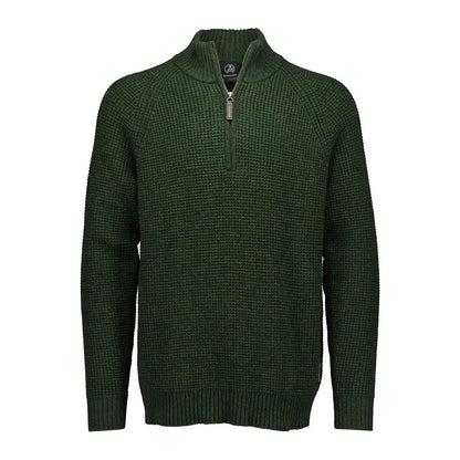 Men’s dark green Swanndri Chalky Island waffle jumper with textured knit design