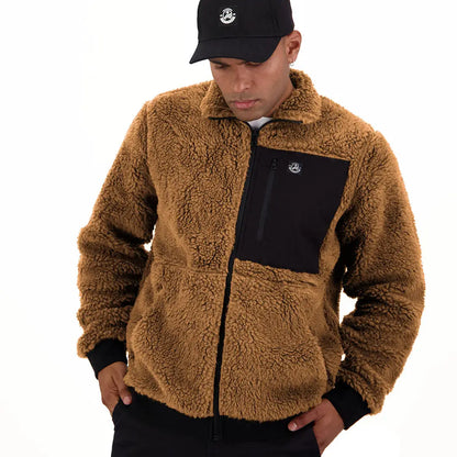 Men’s brown Swanndri Churchill V2 Wool Fleece Jacket with black chest pocket