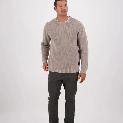Men’s light brown Swanndri Fistral Waffle Knit crew neck sweater for casual style