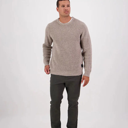 Men’s light brown Swanndri Fistral Waffle Knit crew neck sweater for casual style