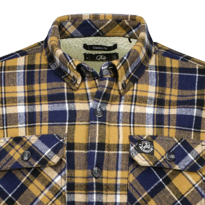 Men’s Swanndri Morven Long Sleeve Sherpa Shirt with plaid flannel and sherpa collar