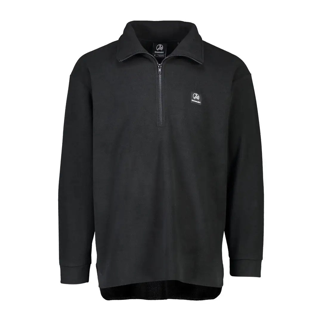 Men’s black quarter-zip long-sleeve polo shirt from Swanndri Motu Fleece Pullover