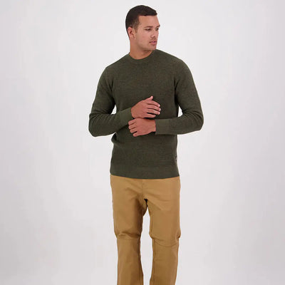 Men’s olive green Otahu River Crew sweater from Swanndri Otahu River collection