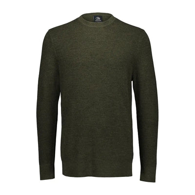 Men’s dark green Otahu River Crew long-sleeve sweater with textured knit detail