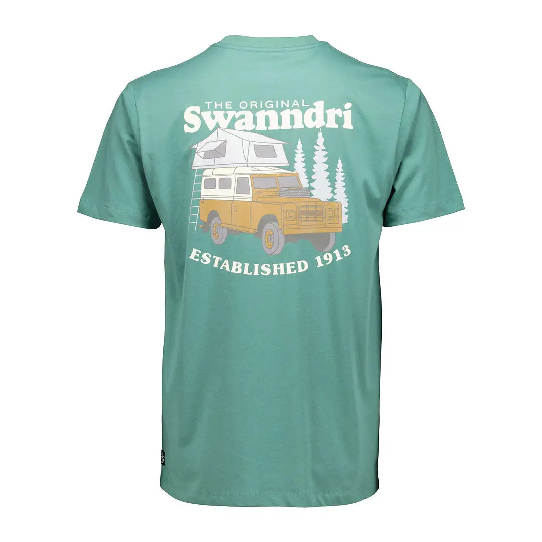 Green Swanndri Pop Printed T Shirt featuring a cool vintage car graphic. Perfect country clothing!
