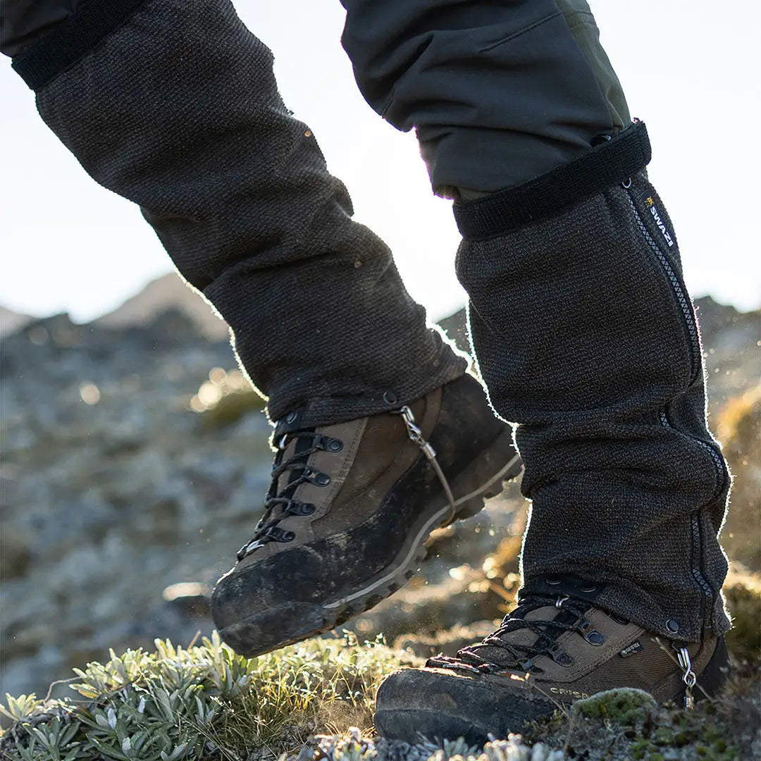 Dark textured Swazi Ali Gaiters for hiking and outdoors, perfect for country clothing and hunting