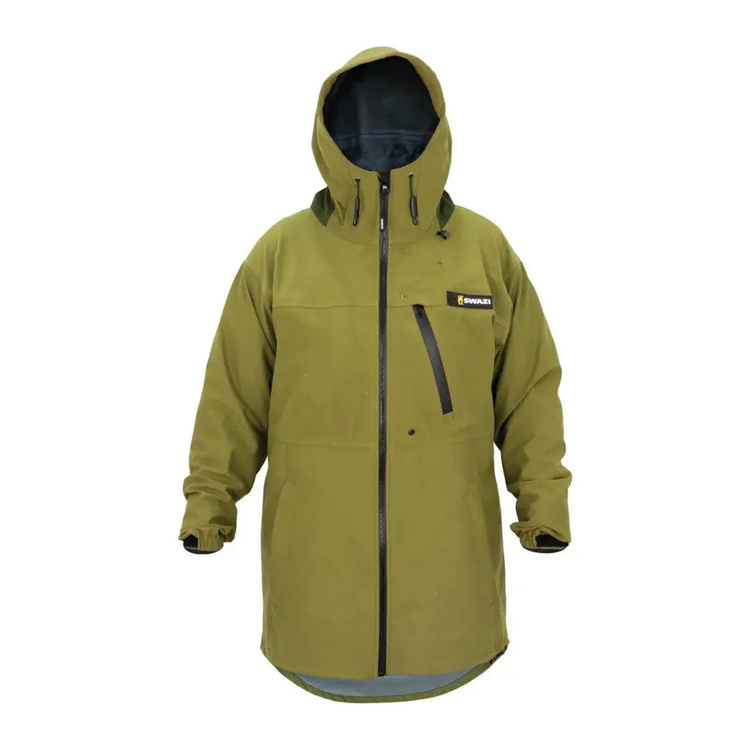 Olive green Swazi Artemis Womens Jacket waterproof hunting jacket with hood and black zippers