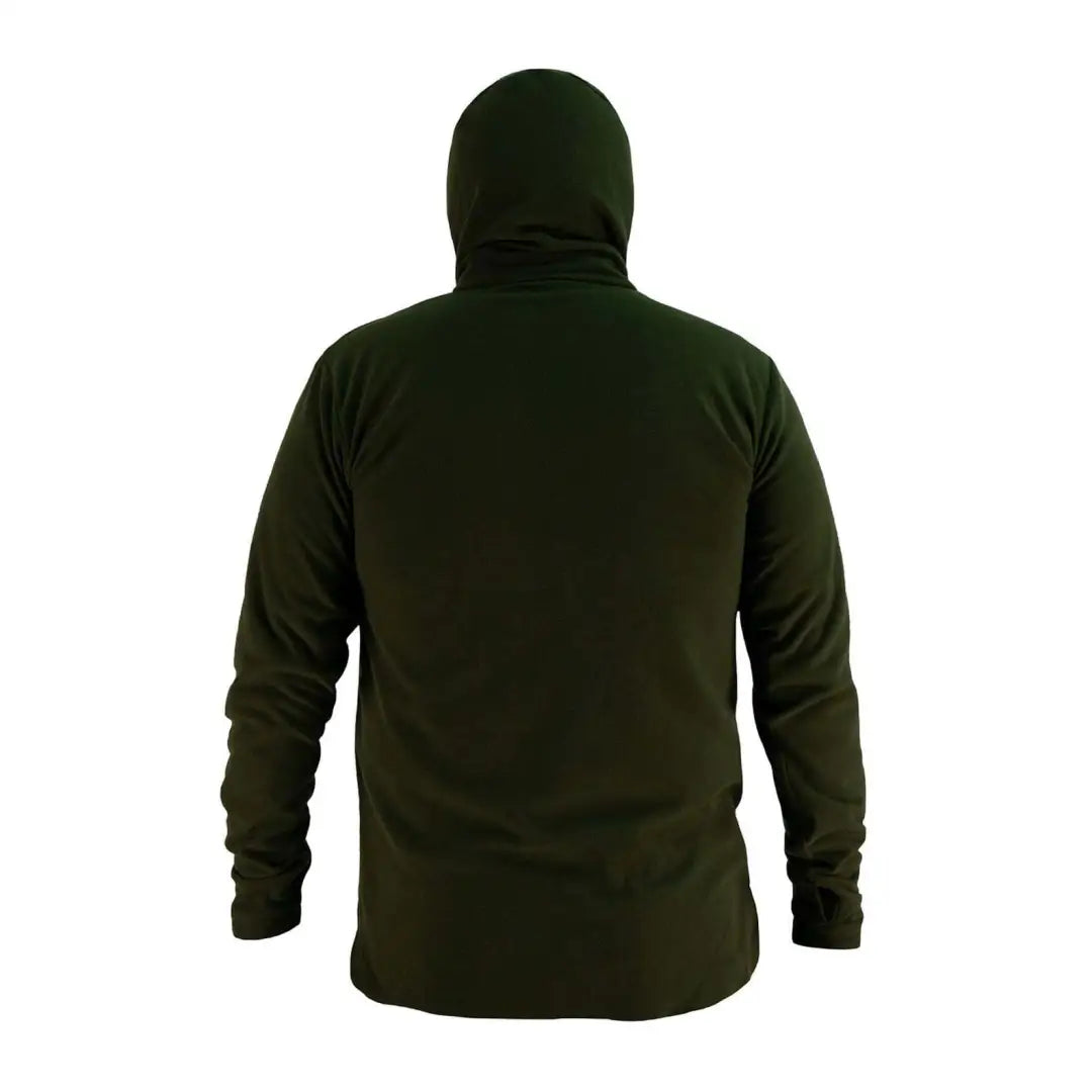 Dark green Swazi Brocco Shirt hoodie seen from the back, perfect for casual style