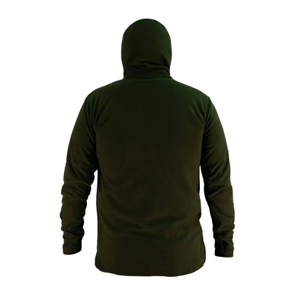 Dark green Swazi Brocco Shirt hoodie seen from the back, perfect for casual style