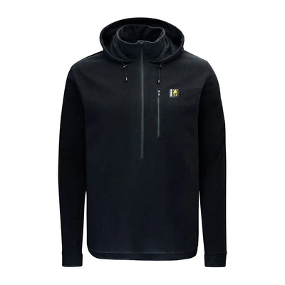 Black hooded pullover sweatshirt on Swazi Brocco Shirt, perfect for casual wear