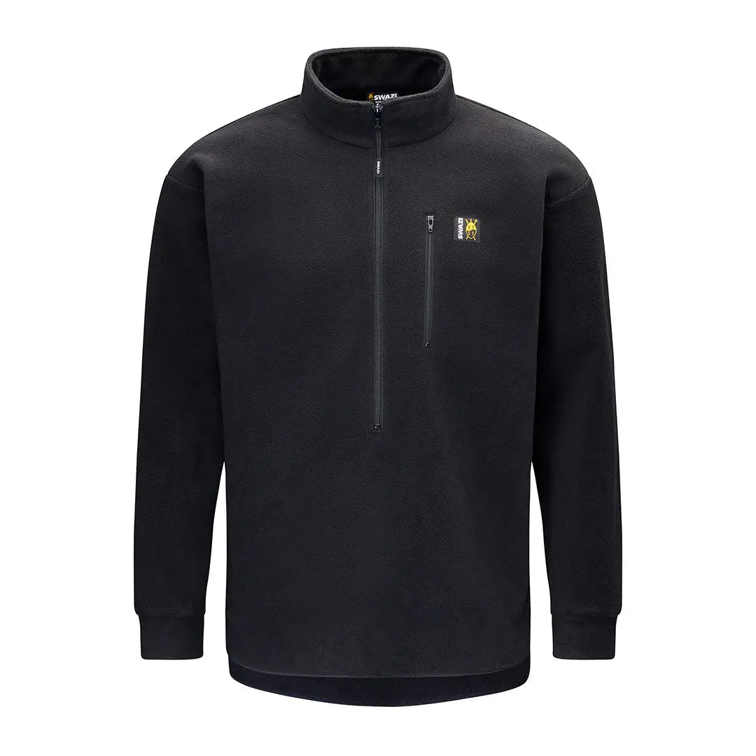Black quarter-zip fleece pullover from Swazi Bush Shirt, perfect for outdoor adventures