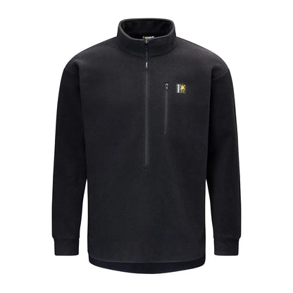 Black quarter-zip fleece pullover from Swazi Bush Shirt, perfect for outdoor adventures