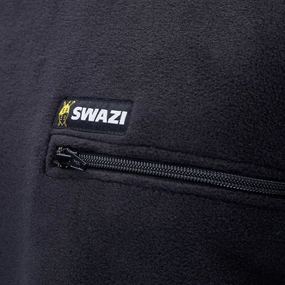 Black fleece jacket detail on Swazi Bushmans Tee with classic design look