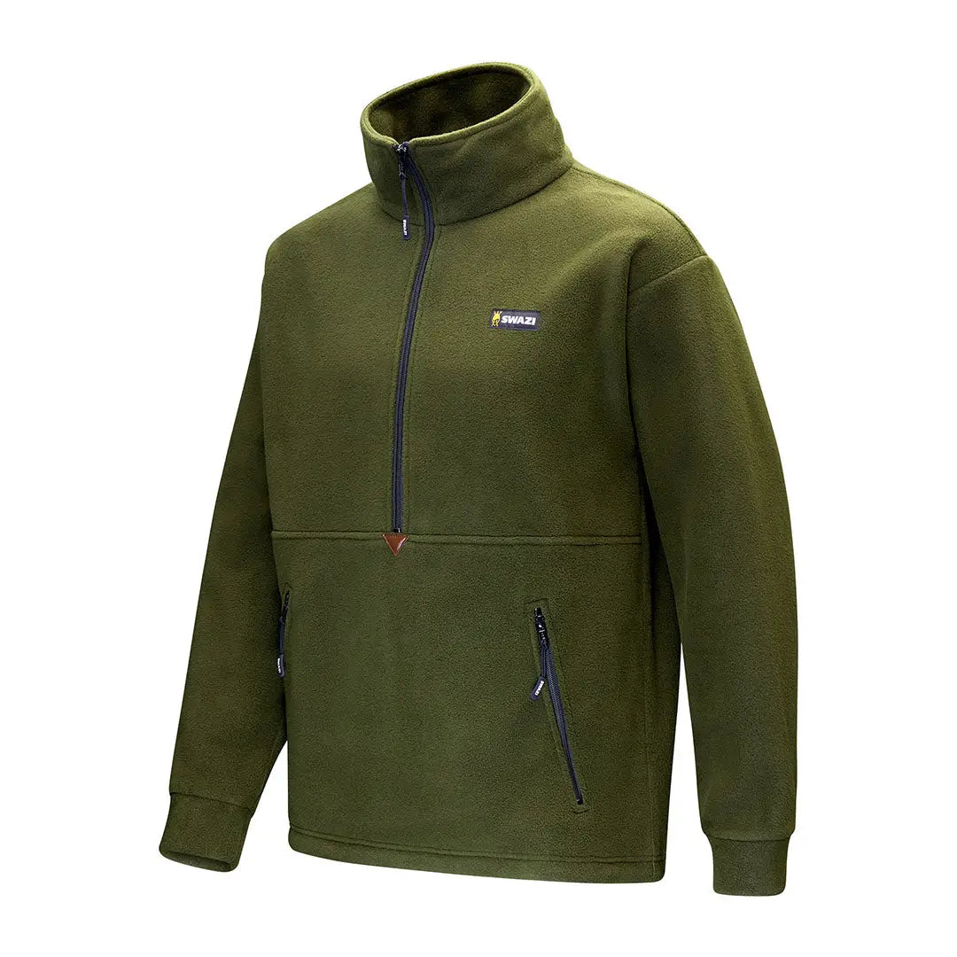 Olive green Swazi Doughroaster Fleece pullover, comfy Doughroaster fleece style