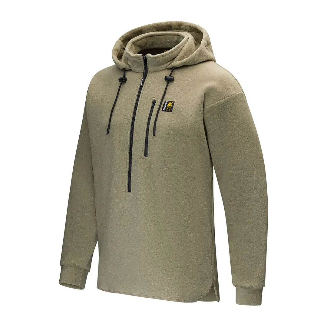 Khaki Swazi The Hood fleece hooded pullover for outdoor activities with high collar
