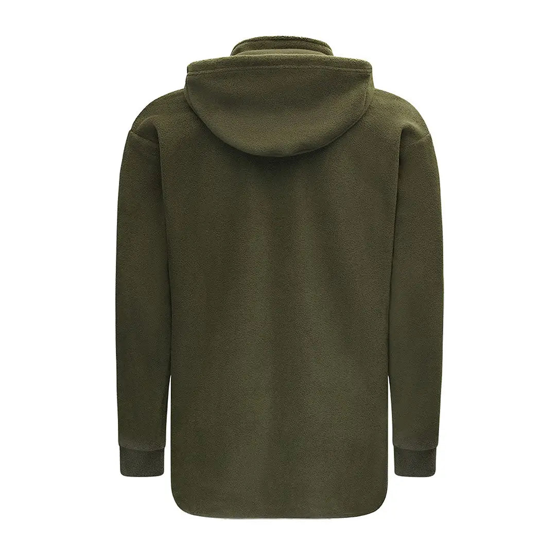 Olive green hooded fleece jacket Swazi The Hood with high collar keeping, ideal for outdoor activity
