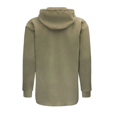 Khaki Khodi hooded sweatshirt with fleece hood and high collar for outdoor activities