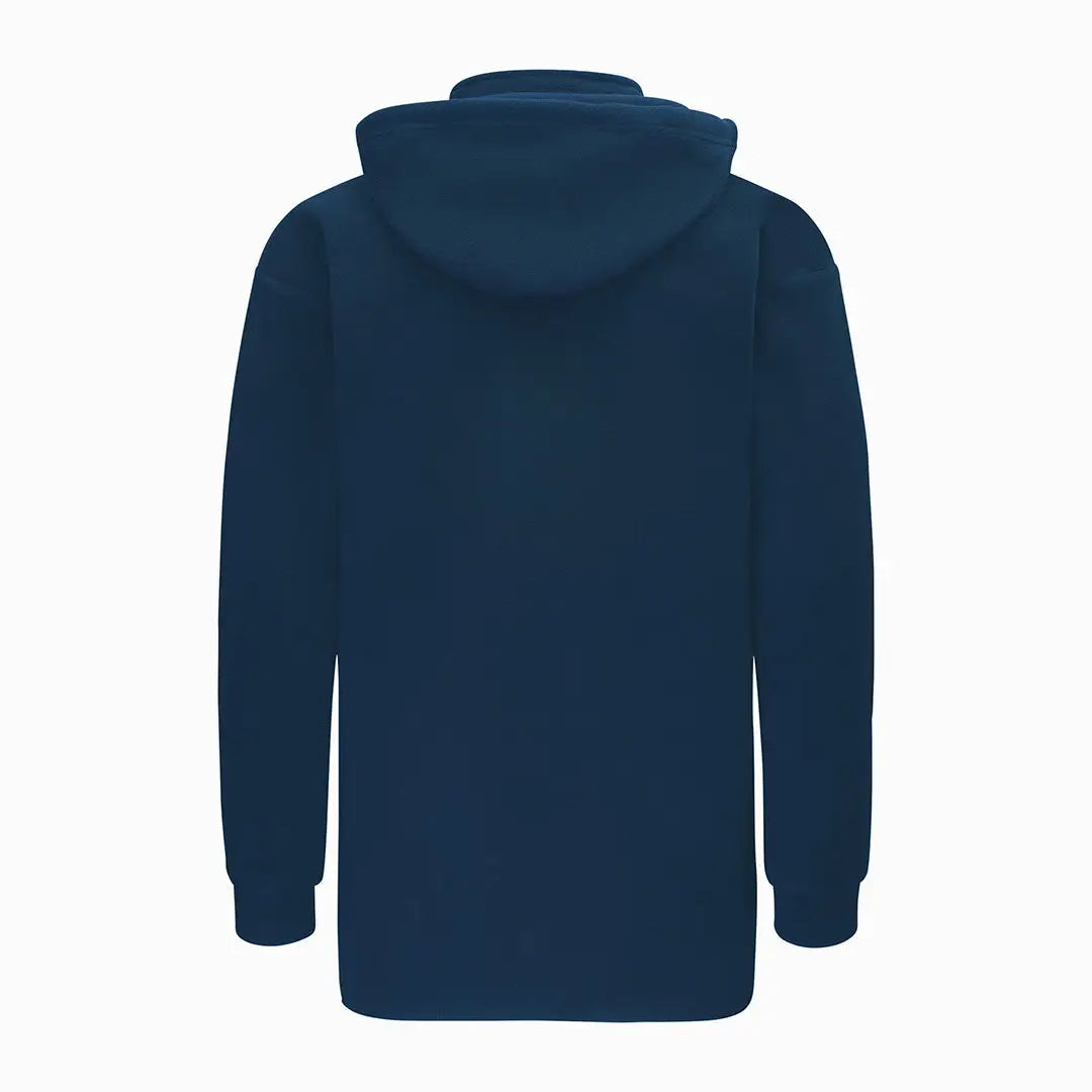 Navy blue hoodie with fleece hood and high collar for outdoor enthusiasts in Swazi The Hood