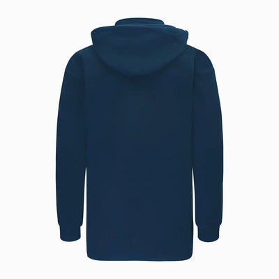Navy blue hoodie with fleece hood and high collar for outdoor enthusiasts in Swazi The Hood
