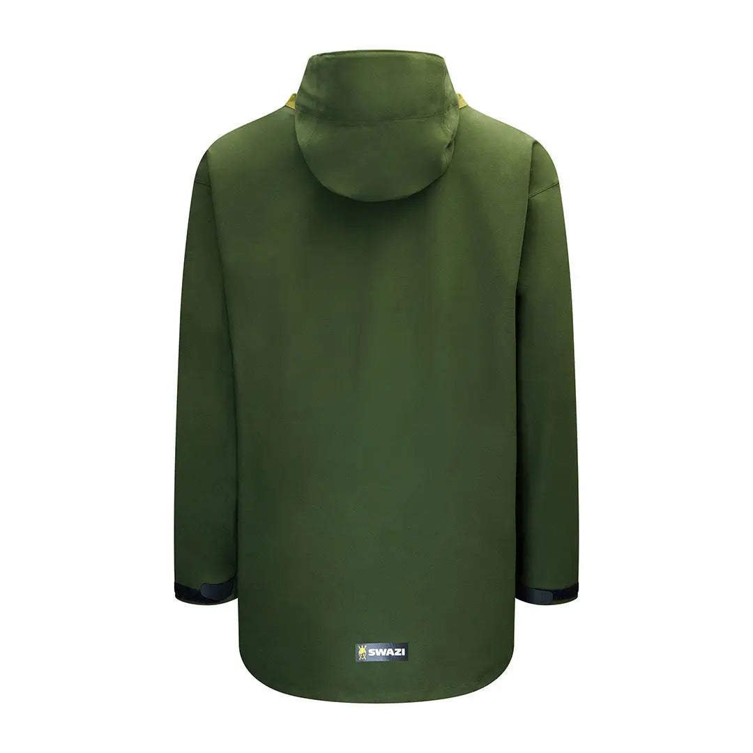 Green hooded jacket made with 3-layer Aegis Knit fabric from Swazi Kagoule