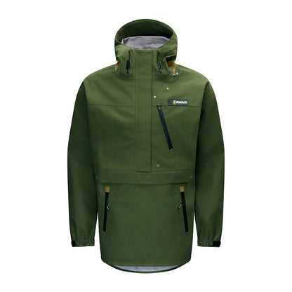 Green hooded Anorak jacket made with 3-layer Aegis Knit fabric from Swazi Kagoule